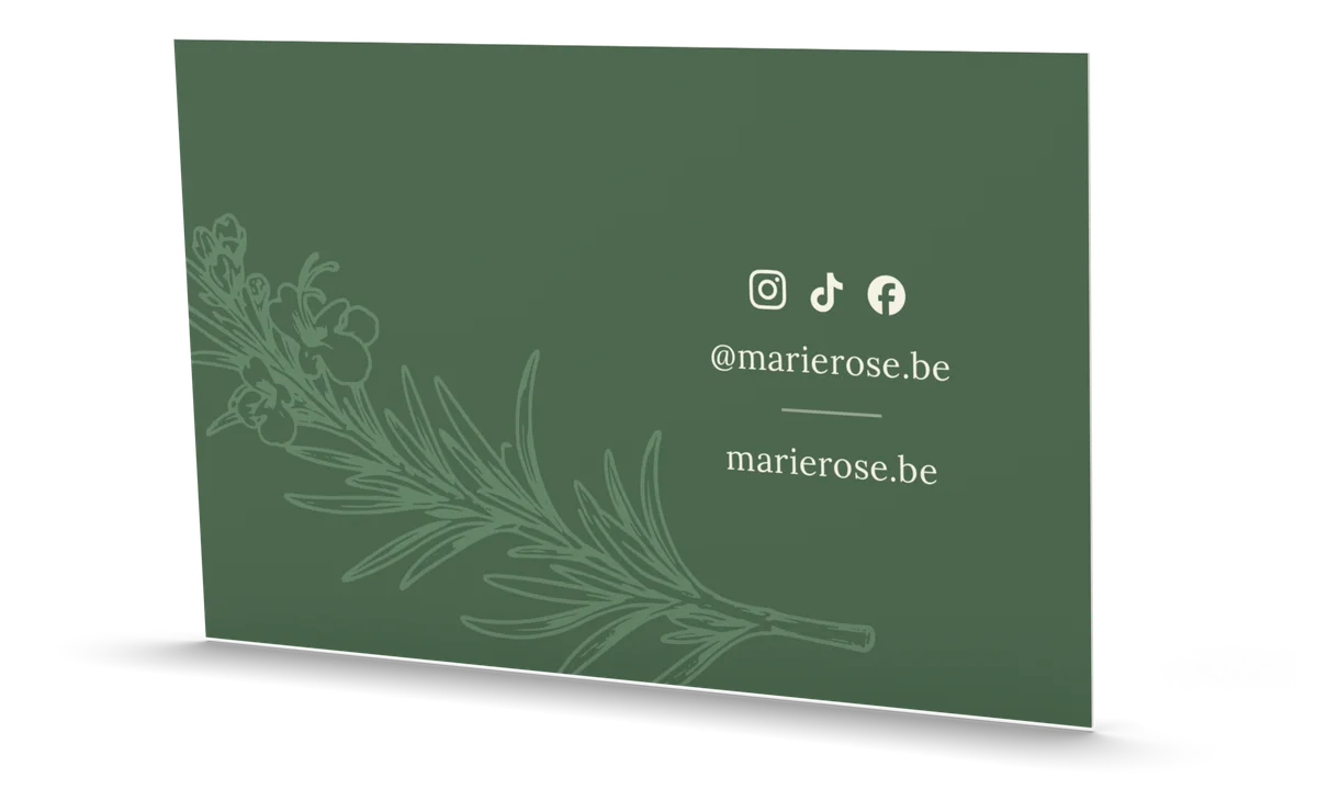 Visitekaartje van Marie-Rose, achterkant